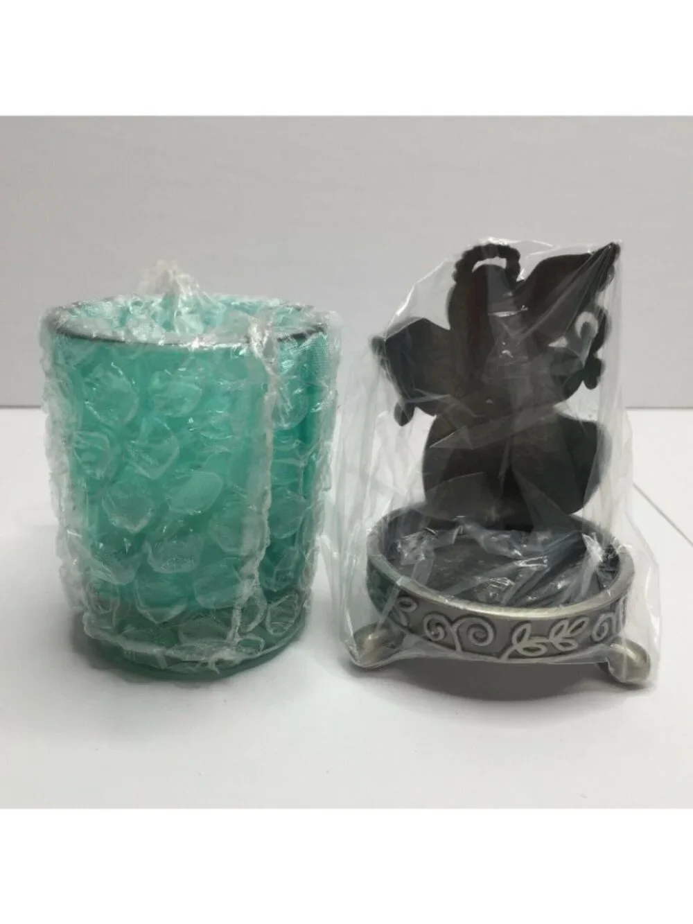 Home for the Holidays Christmas Votive Candles & Tray Set of 4 Santa Angel Snow